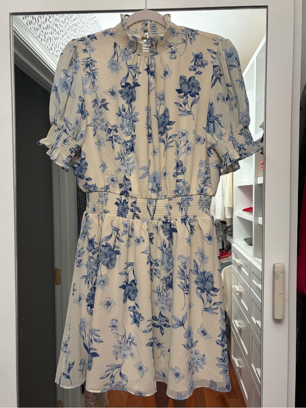 Sugarlips April Blue Floral Mock Neck Mini Dress - Picture 4 of 10